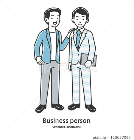 立ち話をする男性の会社員のイラスト 118627096