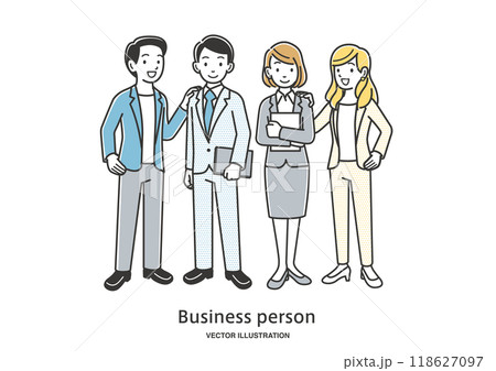 チームワークがある男女の会社員のイラスト チームワークがある男女の会社員のイラスト 118627097