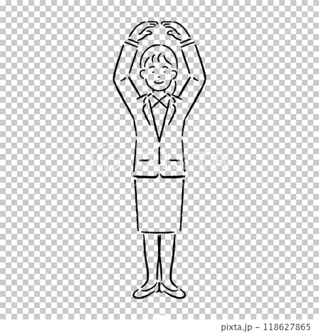 正解を表現するスーツを着た女性_白黒 正解を表現するスーツを着た女性_白黒 118627865