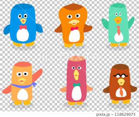 Colorful and cute strange penguin character material Colorful and cute strange penguin character material 118629073