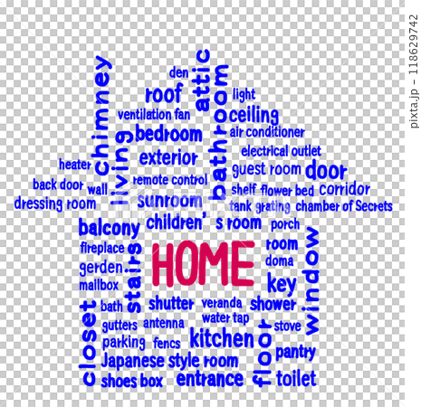 テキストアート　HOME　ブルー＆レッド 118629742