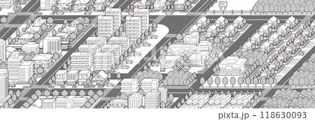 都市景観の立体イラスト. 建物のベクターイラスト. 都市景観の立体イラスト. 建物のベクターイラスト. 118630093