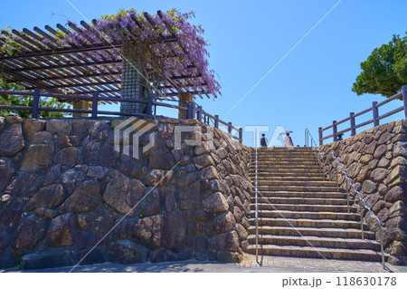 春の岡山県倉敷市の鷲羽山展望台の広場方面を見る 118630178