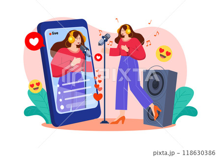 Women streaming music play online 118630386