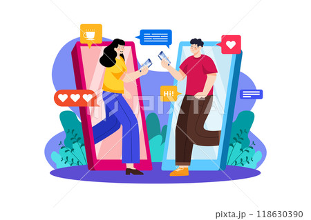 Girl and boy chatting on the app 118630390