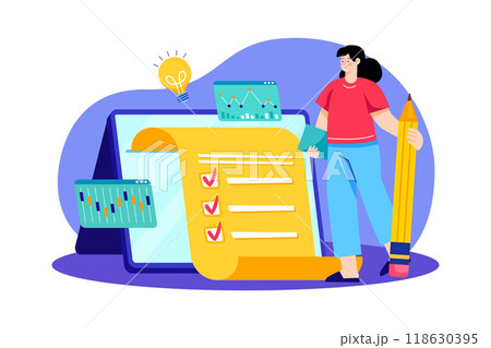 Woman managing scheduled task list 118630395