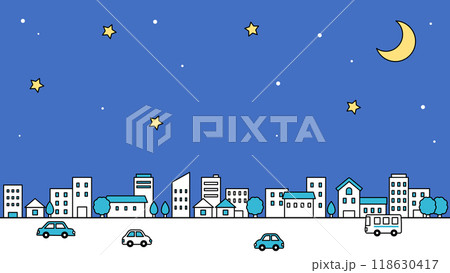 シンプルな夜の街並みの背景 118630417