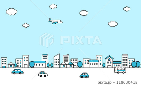 シンプルな街並みのイラスト シンプルな街並みのイラスト 118630418