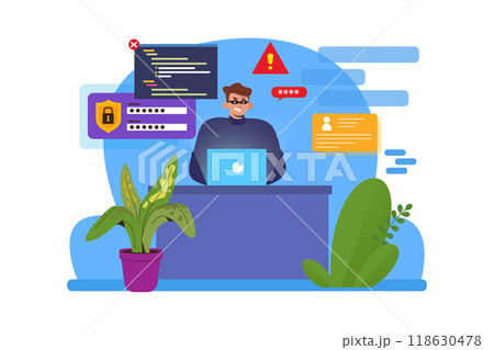 Hacker stealing user data Hacker stealing user data 118630478