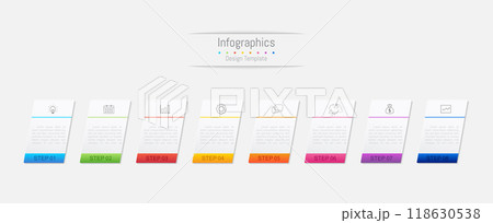 Infographic 8 options design elements for your business data. Vector Illustration. 118630538