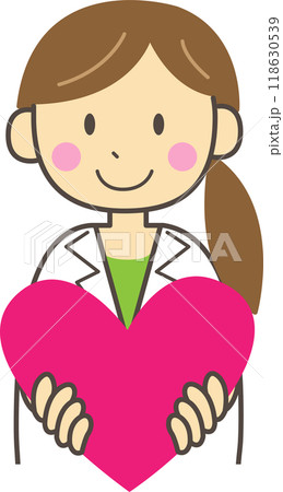 ハートを持つ白衣の女性 118630539