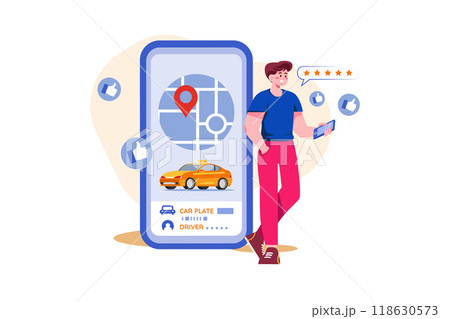 A Man Giving Feedback On The Taxi Service A Man Giving Feedback On The Taxi Service 118630573