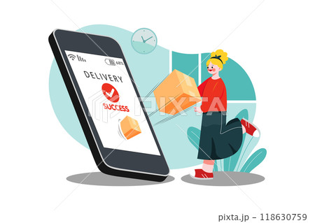 Parcel Delivery Service Illustration concept. Flat illustration isolated on white background Parcel Delivery Service Illustration concept. Flat illustration isolated on white background 118630759