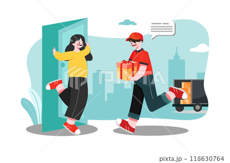 Parcel Delivery Service Illustration concept. Flat illustration isolated on white background 118630764