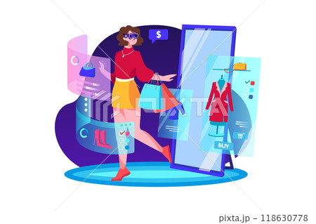 Metaverse Technology Illustration concept. Flat illustration isolated on white background 118630778
