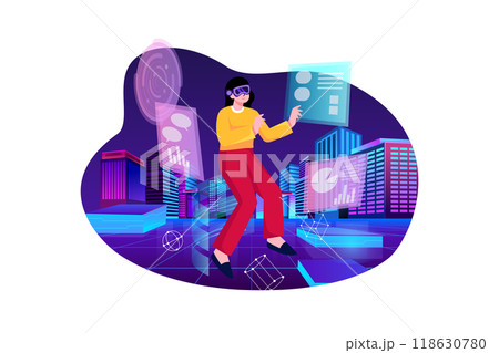 Metaverse Technology Illustration concept. Flat illustration isolated on white background 118630780