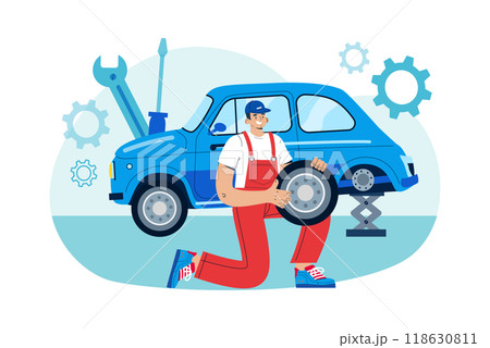 Car Service Illustration concept. Flat illustration isolated on white background Car Service Illustration concept. Flat illustration isolated on white background 118630811