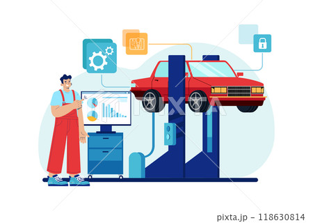 Car Service Illustration concept. Flat illustration isolated on white background Car Service Illustration concept. Flat illustration isolated on white background 118630814