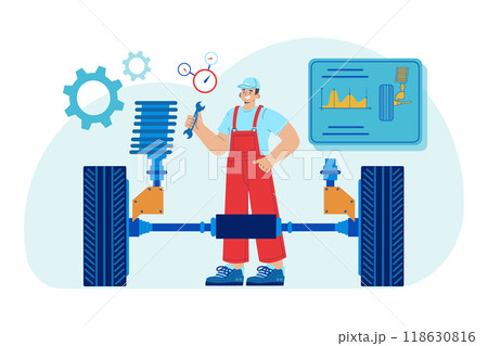 Car Service Illustration concept. Flat illustration isolated on white background 118630816