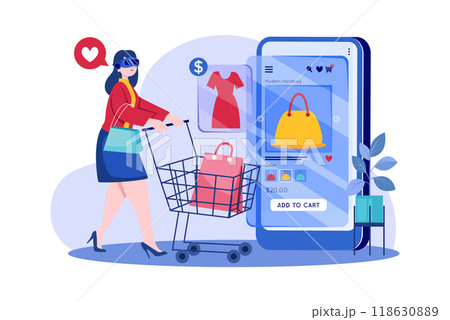 Virtual Reality Illustration concept. Flat illustration isolated on white background 118630889