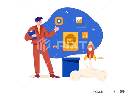 Digital World NFT Illustration concept. Flat illustration isolated on white background 118630900