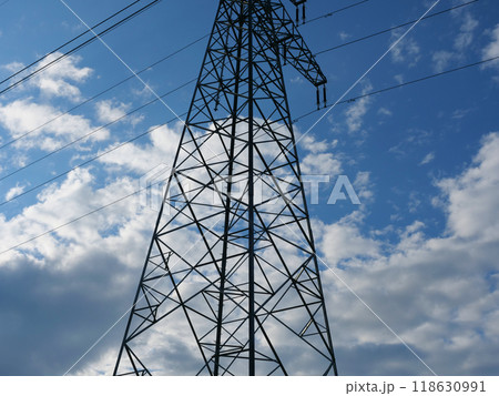 Electric tower and wires at sunset showcase the evolution of energy technology and electricity Electric tower highlights the importance of efficient power distribution and technological innovation. Electric tower and wires at sunset showcase the evolution of energy technology and electricity Electric tower highlights the importance of efficient power distribution and technological innovation. 118630991