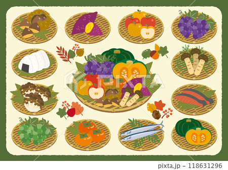 秋の味覚イラストセット 秋の味覚イラストセット 118631296