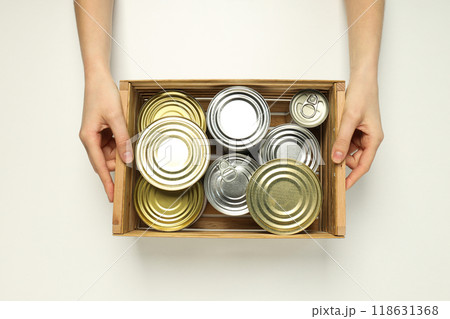 Cans with food, on a white background. Cans with food, on a white background. 118631368