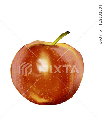 Red apple. A fruit with a small branch of red and yellow color. Watercolor illustration. Red apple. A fruit with a small branch of red and yellow color. Watercolor illustration. 118632008
