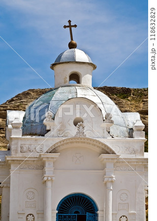 Beautiful white Russian Christian Orthodox Church. Religion 118632829