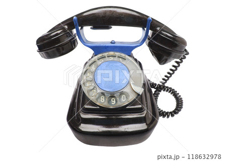Old grunge vintage Dial Phone on white isolated 118632978