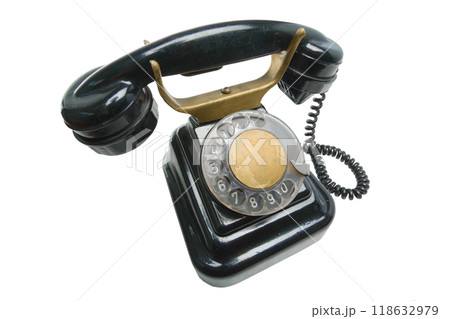 Old grunge vintage Dial Phone on white isolated 118632979