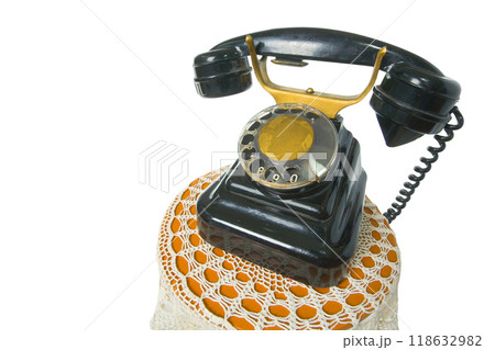 Old grunge vintage Dial Phone on white isolated 118632982