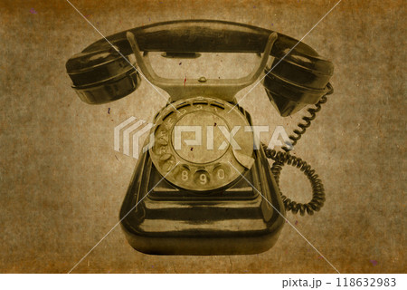 Old grunge vintage Dial Phone on white isolated 118632983