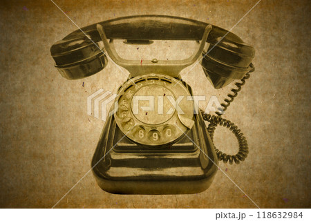 Old grunge vintage Dial Phone on white isolated Old grunge vintage Dial Phone on white isolated 118632984