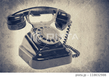 Old grunge vintage Dial Phone on white isolated 118632986