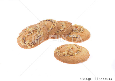Tasty cookie and cakes isolated on white background Tasty cookie and cakes isolated on white background 118633043