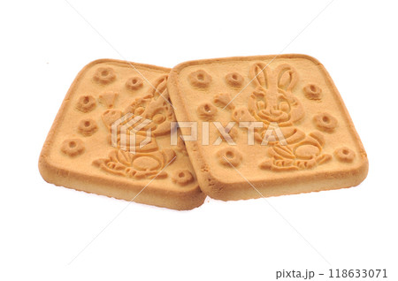 Tasty cookie and cakes isolated on white background 118633071