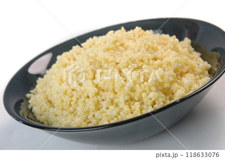 groats in plate on white groats in plate on white 118633076