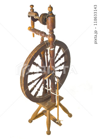 Old antique vintage wooden a distaff. 118633143