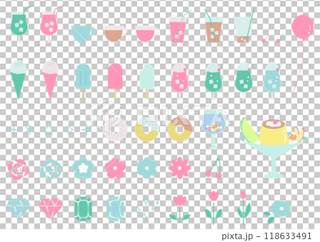 レトロな喫茶店モチーフのアイコンイラストセット レトロな喫茶店モチーフのアイコンイラストセット 118633491