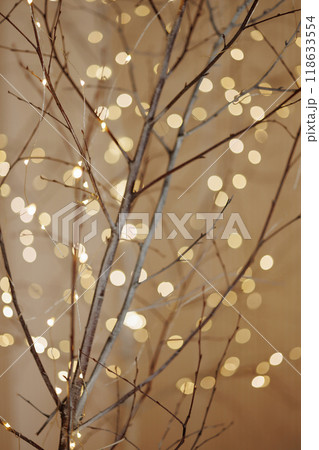 A tree with xmas lights on it A tree with xmas lights on it 118633554