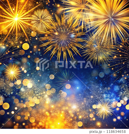 colorful fireworks on the blue sky background colorful fireworks on the blue sky background 118634658