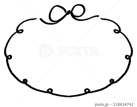 シンプルなリボンの手描きフレーム　丸/円形 118634742