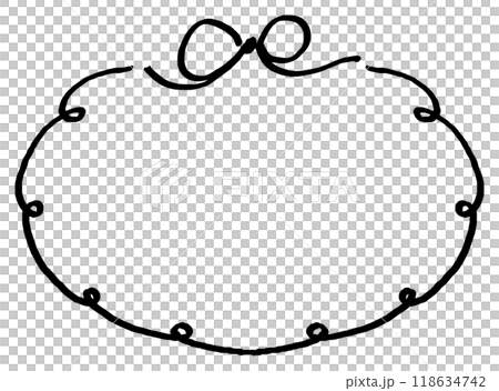 シンプルなリボンの手描きフレーム　丸/円形 118634742