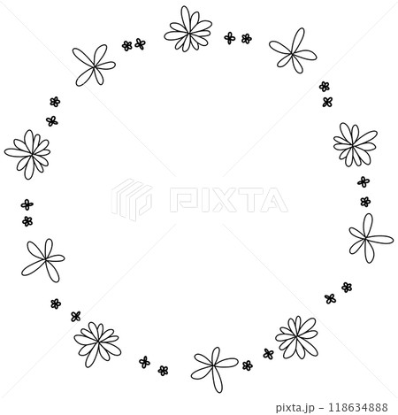 黒の手描きの花のフレーム 黒の手描きの花のフレーム 118634888