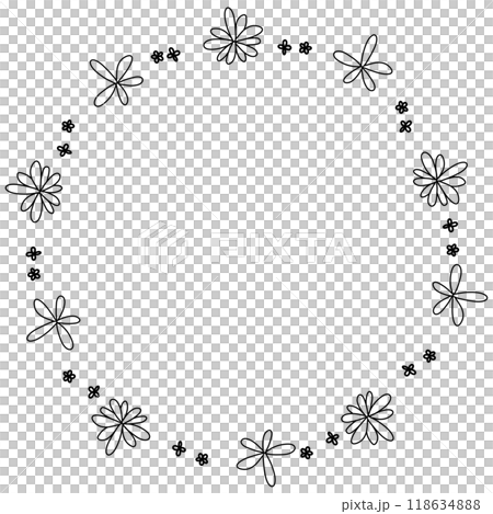 黒の手描きの花のフレーム 黒の手描きの花のフレーム 118634888