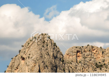 Harmankaya Canyon, Bilecik, Turkey. Harmankaya Canyon is located in Harmankaya Nature Park. Magnificent natural scenery, hills and rocks in which the canyon is located. 118634945