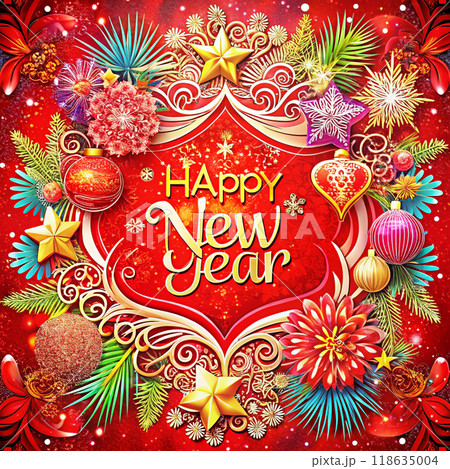happy new year red celebration card 118635004