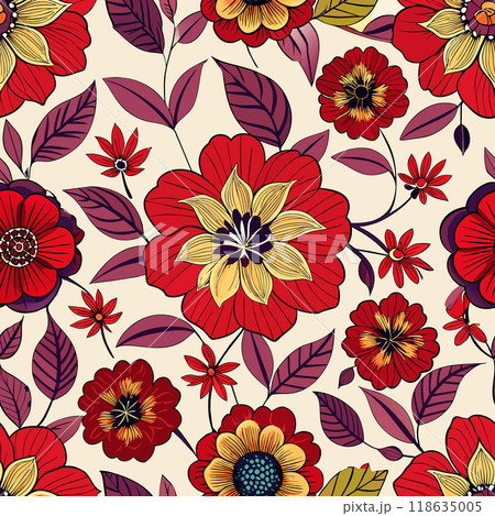 seamless pattern with flowers 118635005